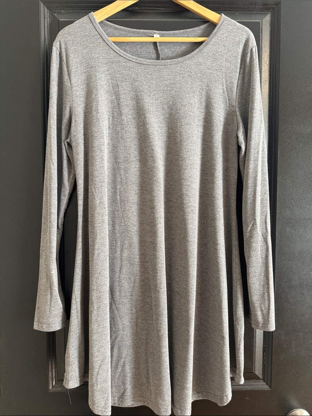 Women's Gray Long-Sleeve Swing Dress Size Large great alone or over leggings